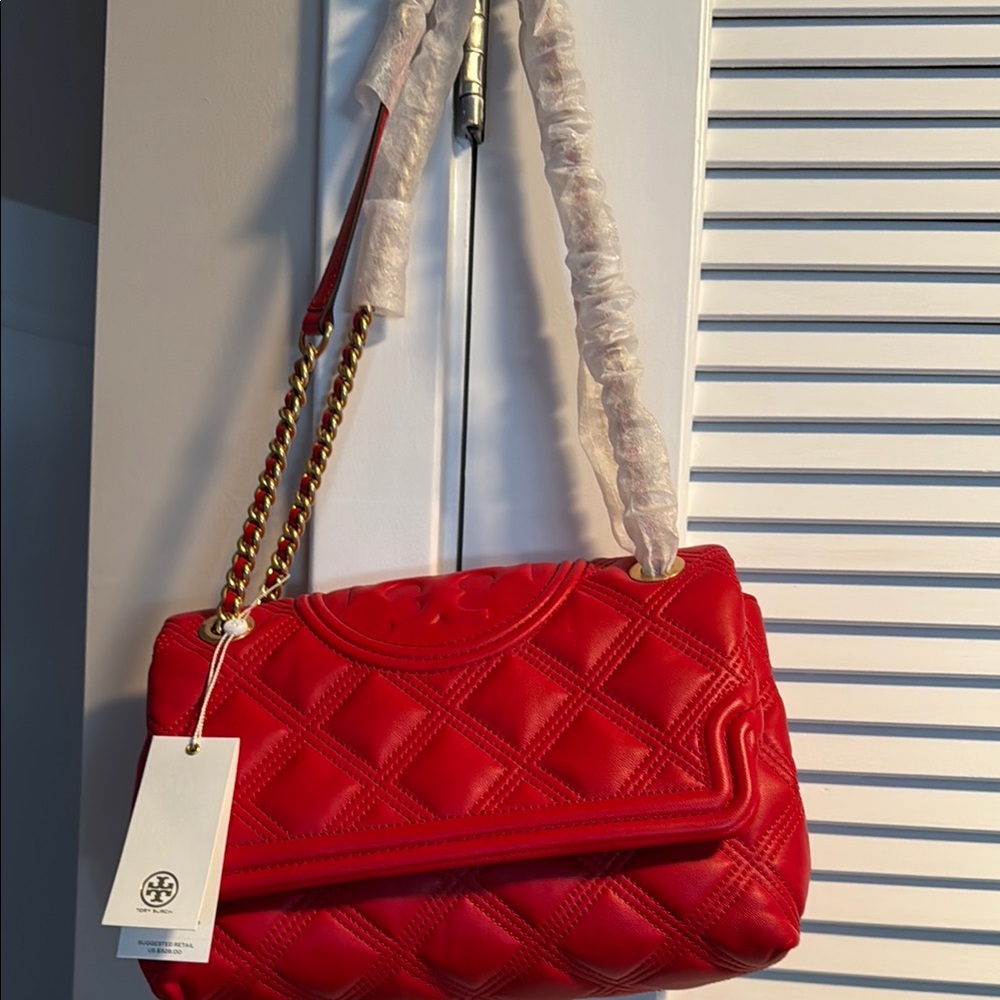Tory Burch Red Quilted Chain Shoulder Bag. Dust bag included.